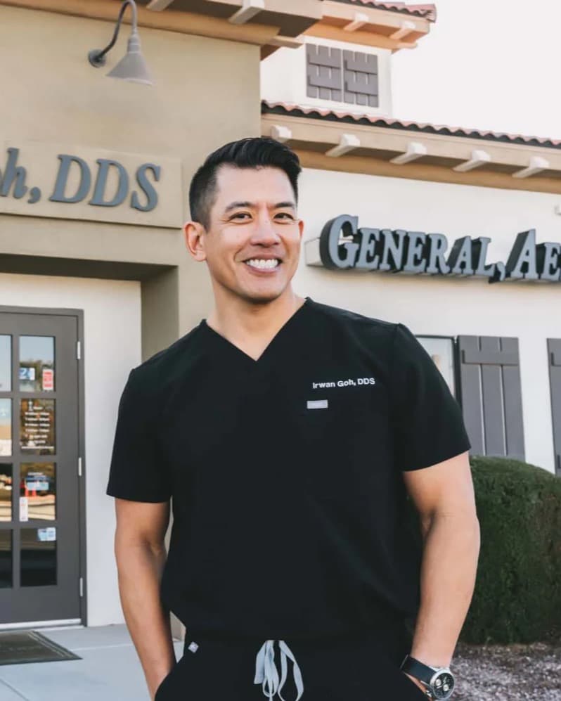 Dr. Goh outside the practice